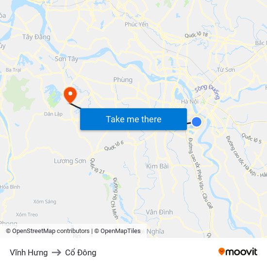 Vĩnh Hưng to Cổ Đông map