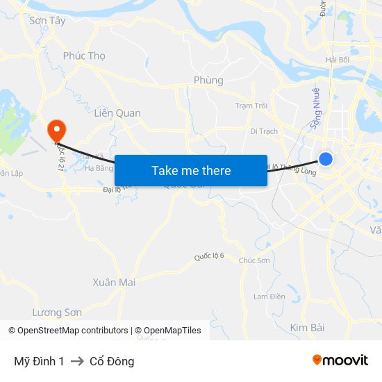 Mỹ Đình 1 to Cổ Đông map