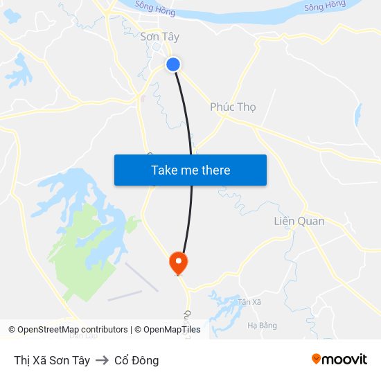 Thị Xã Sơn Tây to Cổ Đông map