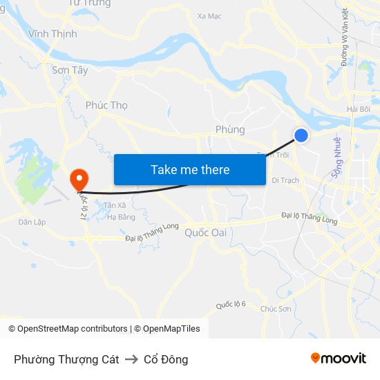 Phường Thượng Cát to Cổ Đông map