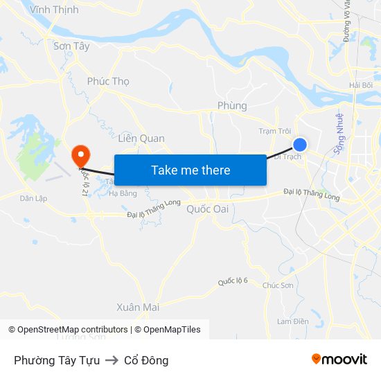 Phường Tây Tựu to Cổ Đông map