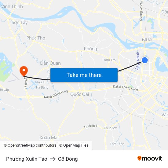 Phường Xuân Tảo to Cổ Đông map