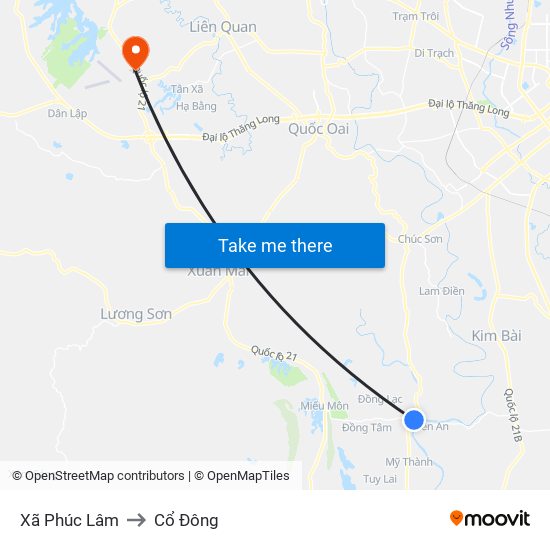 Xã Phúc Lâm to Cổ Đông map