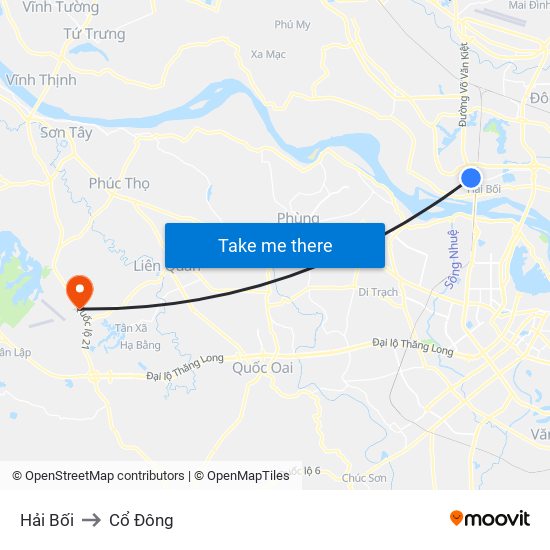 Hải Bối to Cổ Đông map