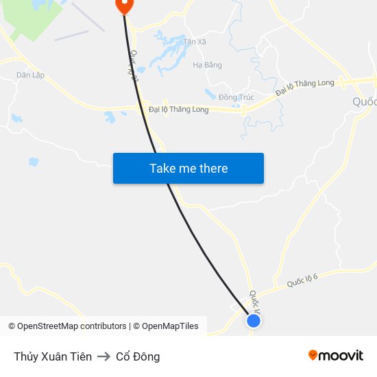 Thủy Xuân Tiên to Cổ Đông map