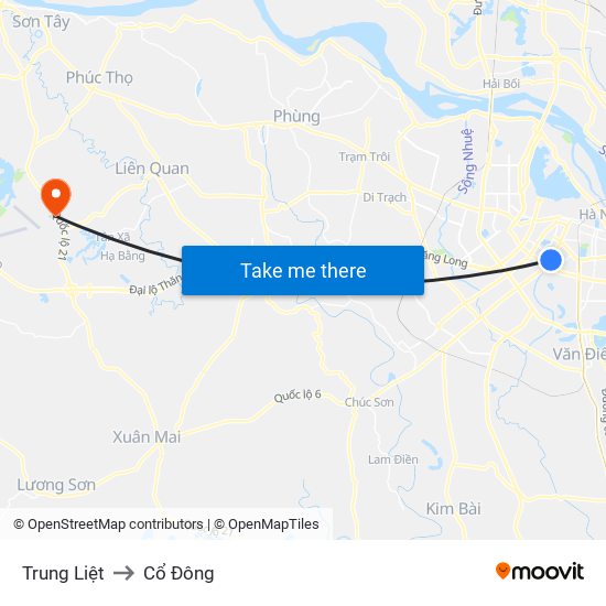 Trung Liệt to Cổ Đông map