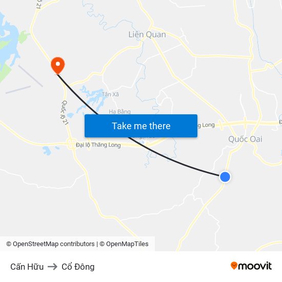 Cấn Hữu to Cổ Đông map