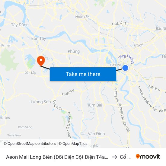 Aeon Mall Long Biên (Đối Diện Cột Điện T4a/2a-B Đường Cổ Linh) to Cổ Đông map