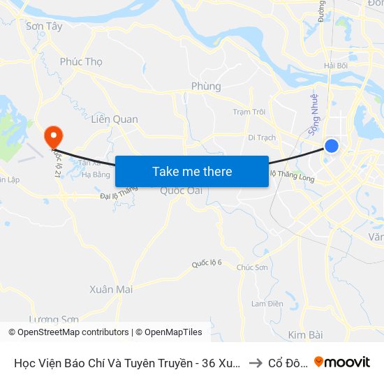 Học Viện Báo Chí Và Tuyên Truyền - 36 Xuân Thủy to Cổ Đông map