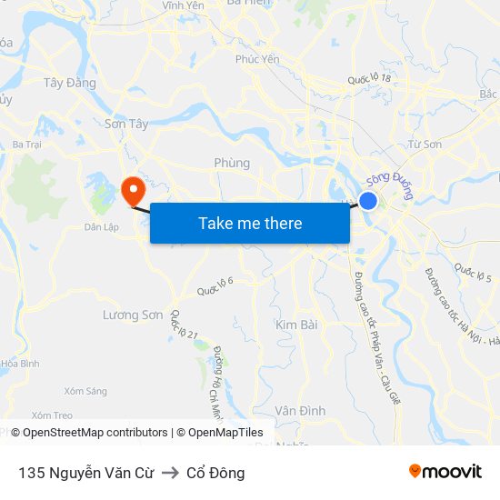 135 Nguyễn Văn Cừ to Cổ Đông map