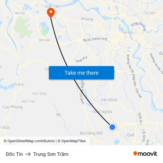 Đốc Tín to Trung Sơn Trầm map