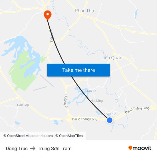 Đồng Trúc to Trung Sơn Trầm map