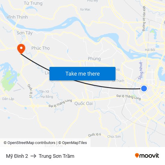 Mỹ Đình 2 to Trung Sơn Trầm map