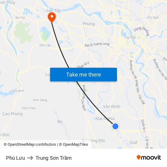 Phù Lưu to Trung Sơn Trầm map
