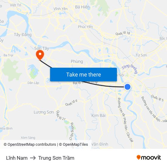 Lĩnh Nam to Trung Sơn Trầm map