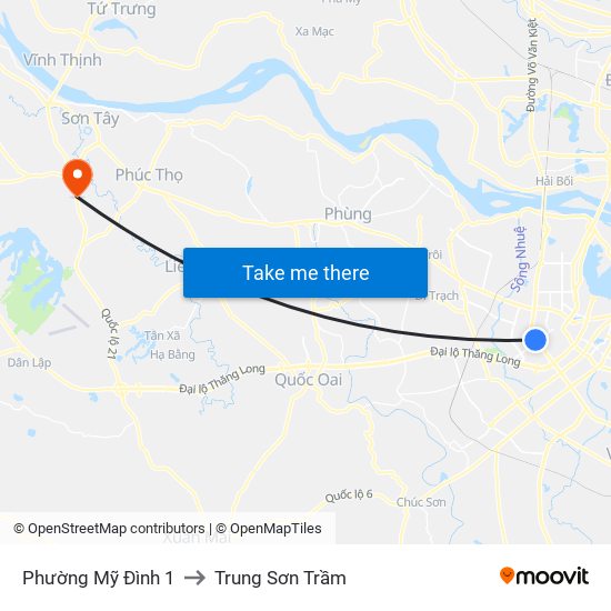 Phường Mỹ Đình 1 to Trung Sơn Trầm map