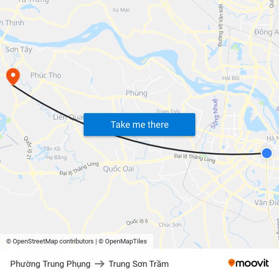 Phường Trung Phụng to Trung Sơn Trầm map