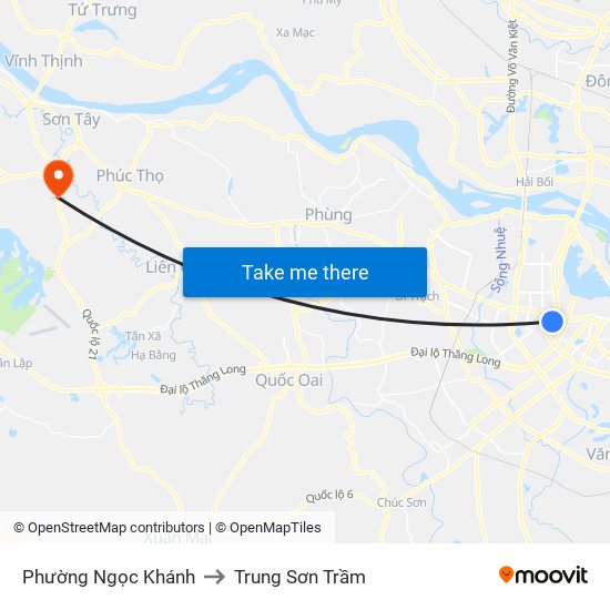 Phường Ngọc Khánh to Trung Sơn Trầm map