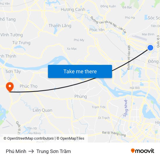 Phú Minh to Trung Sơn Trầm map