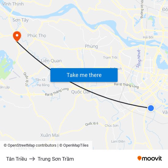 Tân Triều to Trung Sơn Trầm map