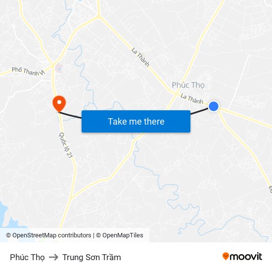 Phúc Thọ to Trung Sơn Trầm map