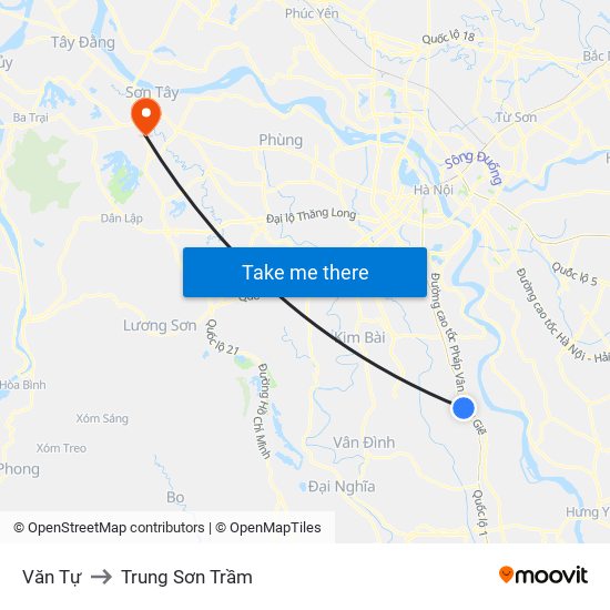 Văn Tự to Trung Sơn Trầm map