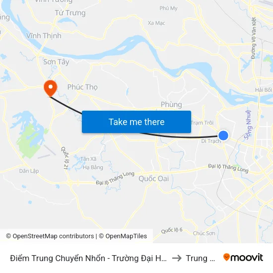 Điểm Trung Chuyển Nhổn - Trường Đại Học Công Nghiệp Hà Nội - Đường 32 to Trung Sơn Trầm map