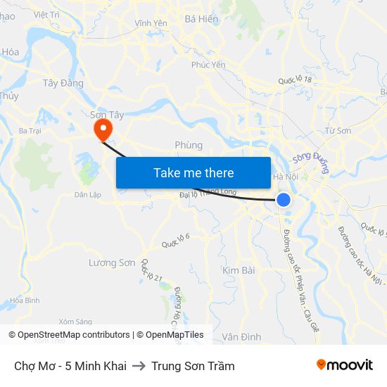 Chợ Mơ - 5 Minh Khai to Trung Sơn Trầm map