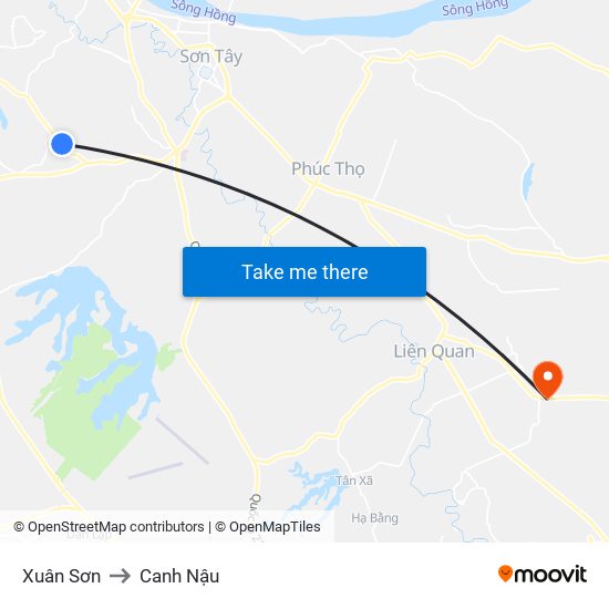 Xuân Sơn to Canh Nậu map