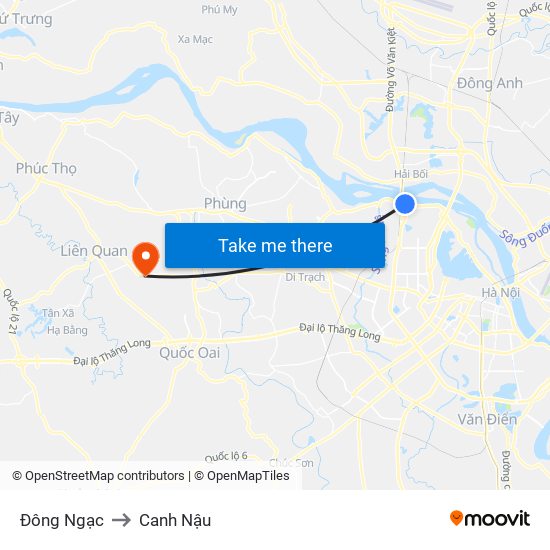 Đông Ngạc to Canh Nậu map