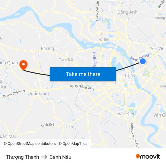 Thượng Thanh to Canh Nậu map