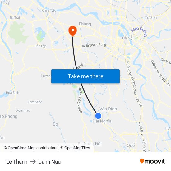 Lê Thanh to Canh Nậu map