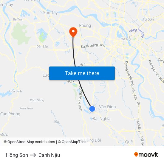 Hồng Sơn to Canh Nậu map