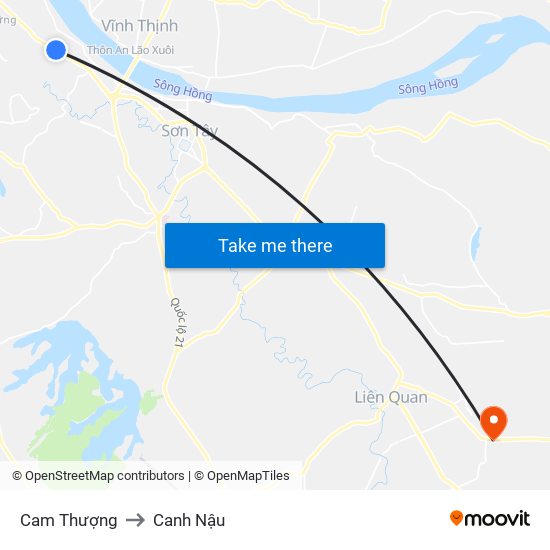 Cam Thượng to Canh Nậu map