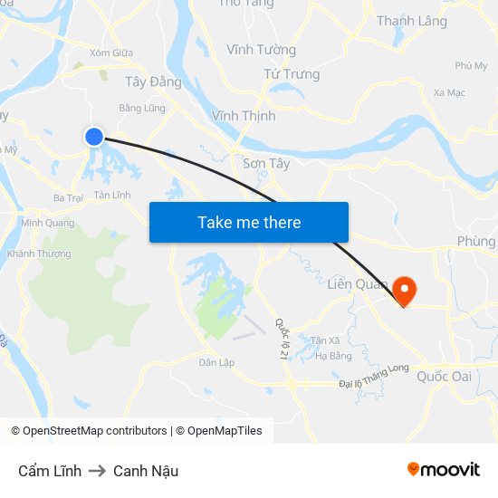 Cẩm Lĩnh to Canh Nậu map