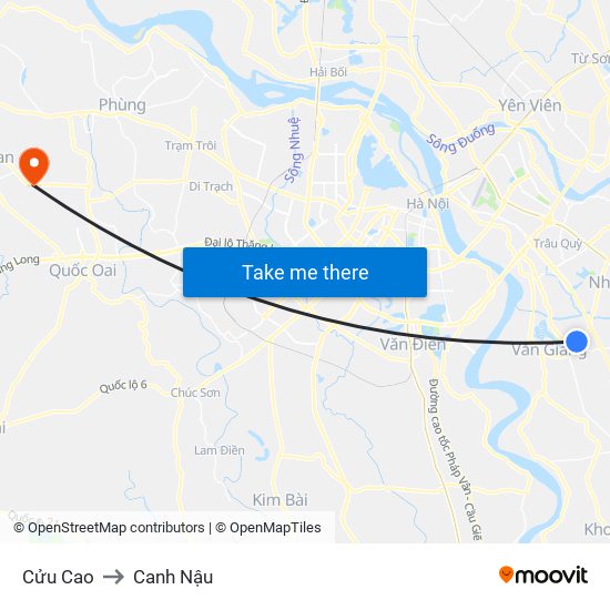 Cửu Cao to Canh Nậu map