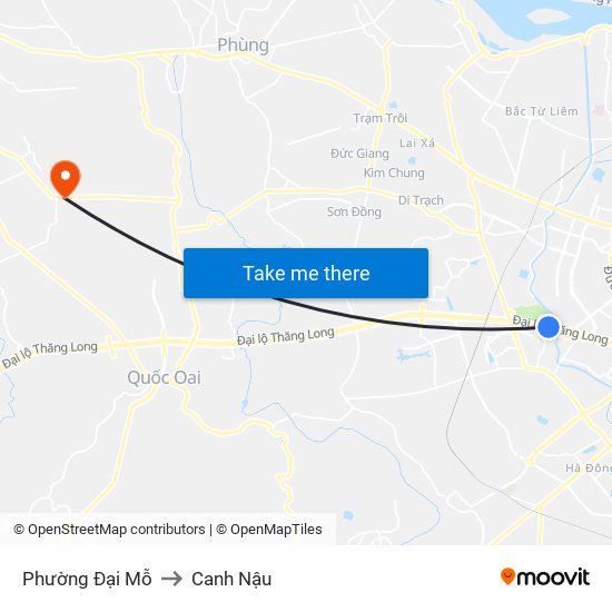 Phường Đại Mỗ to Canh Nậu map