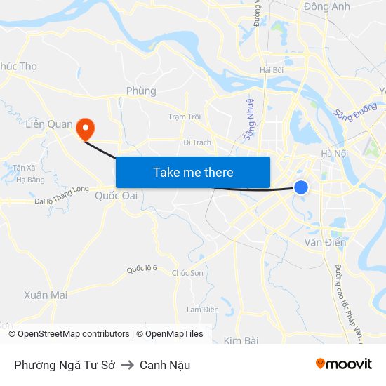 Phường Ngã Tư Sở to Canh Nậu map