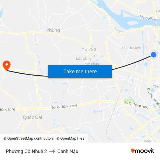 Phường Cổ Nhuế 2 to Canh Nậu map