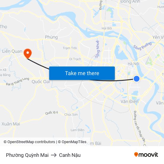 Phường Quỳnh Mai to Canh Nậu map