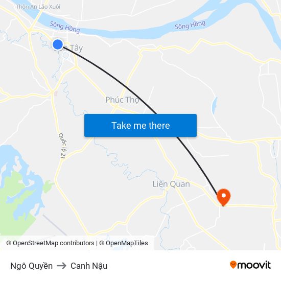 Ngô Quyền to Canh Nậu map