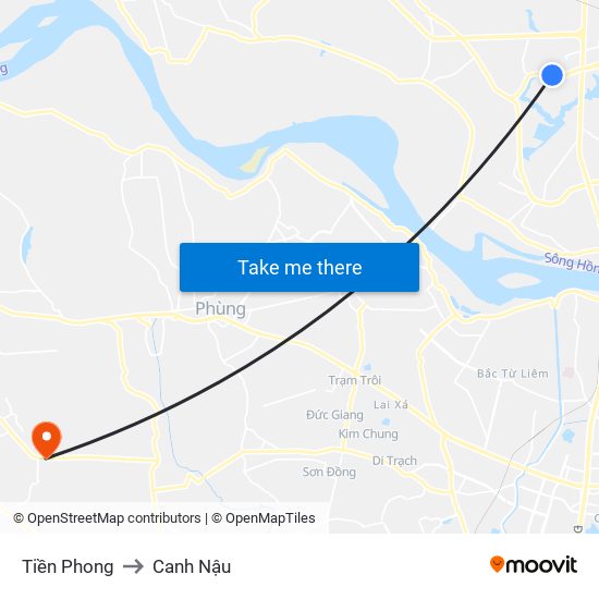 Tiền Phong to Canh Nậu map