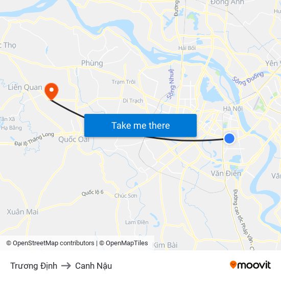 Trương Định to Canh Nậu map