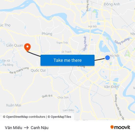 Văn Miếu to Canh Nậu map