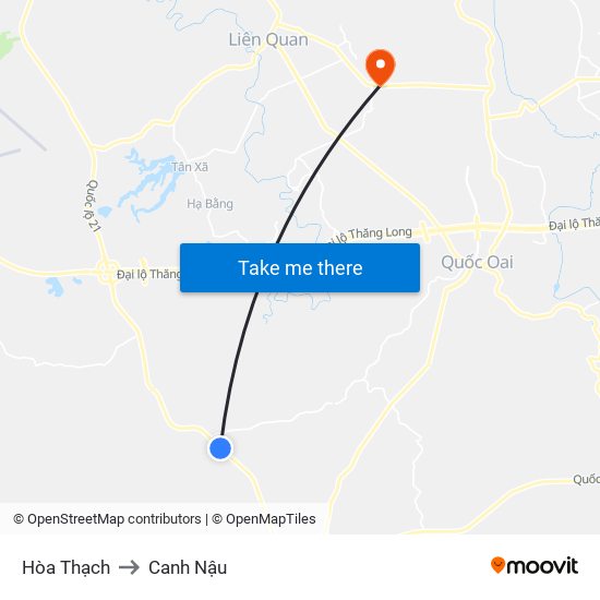 Hòa Thạch to Canh Nậu map