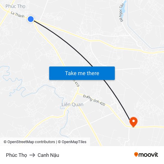 Phúc Thọ to Canh Nậu map