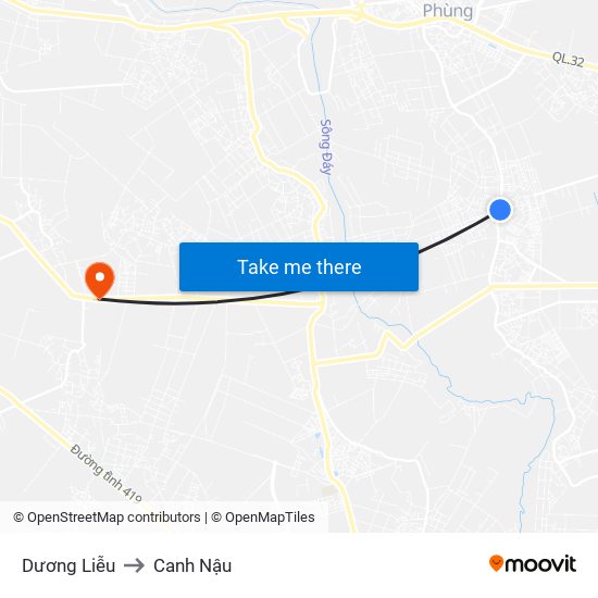 Dương Liễu to Canh Nậu map