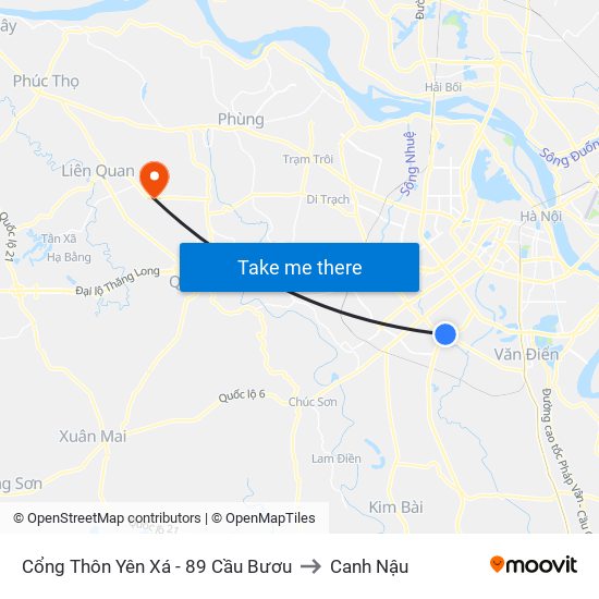 Cổng Thôn Yên Xá - 89 Cầu Bươu to Canh Nậu map