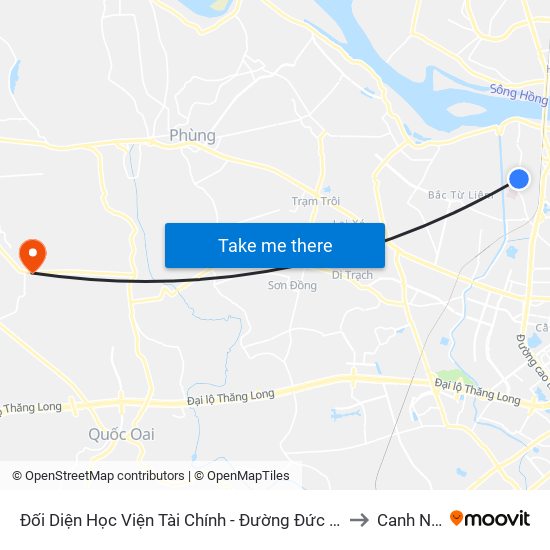 Đối Diện Học Viện Tài Chính - Đường Đức Thắng to Canh Nậu map