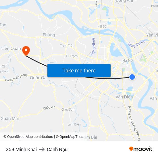 259 Minh Khai to Canh Nậu map